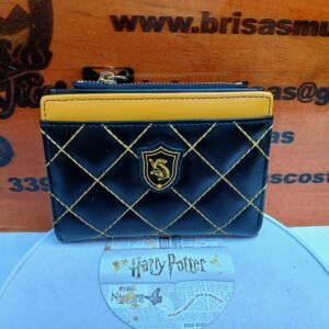 Billetera Hufflepuff con monedero, Harry potter. Color negro
