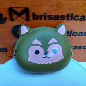 Monedero silicona mascota, color verde 9.5cm x 9.5cm