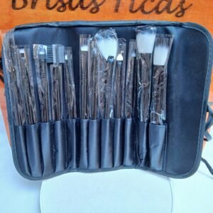 Brochas de maquillaje, Set de 12, color negro
