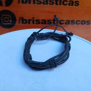 Pulsera para hombre trenzado negro, casual, ajustable, vintage