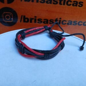 Pulsera para hombre múltiple color rojo y negro, casual, ajustable, vintage