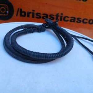 Pulsera múltiple para uso casual, de hombre, negra, estilo vintage, ajustable