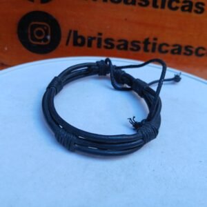 Pulsera trenzada para hombre, negro, estilo vintage, ajustable