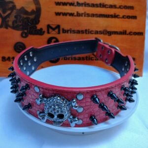 Collar para perro, con  picos, ajustable, color rojo