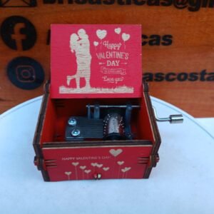 Caja musical roja "Happy valentines Day"