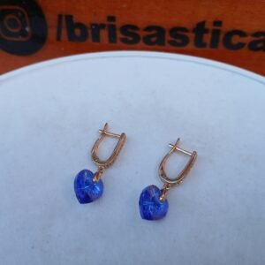 Aretes dorados con perla forma de corazón azul acero inoxidable