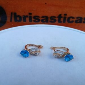 Aretes dorados con perla celeste acero inoxidable