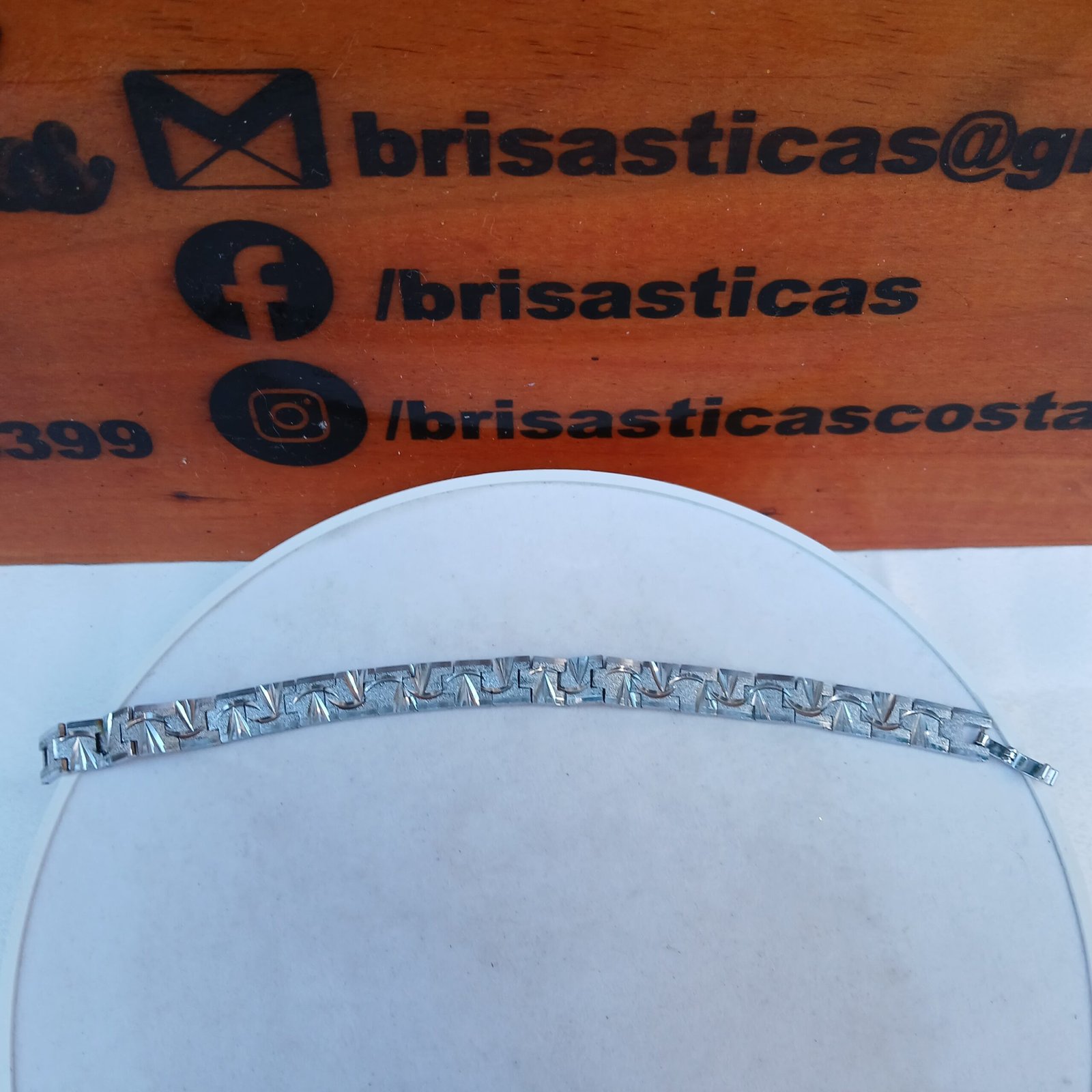 Brazalete plateado de hombre, acero inoxidable