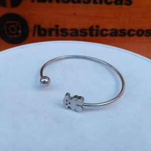 Pulsera plateada osito, acero inoxidable