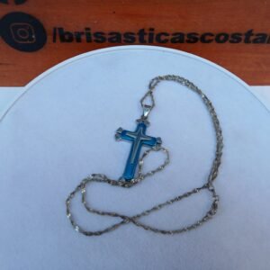 Cadena plateada acero inoxidable ,cruz azul