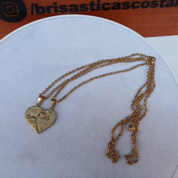 Collar de pareja, dos mitades Dorado
