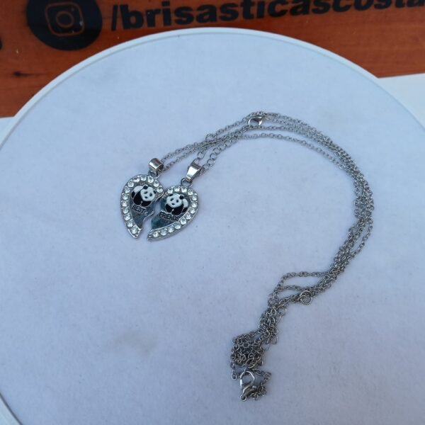 Collar de pareja, osito panda dos mitades