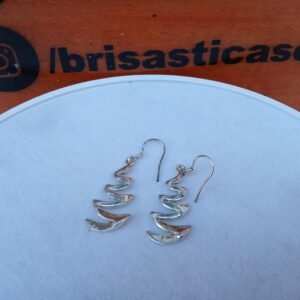 Aretes plateados acero inoxidable, figura árbol navidad