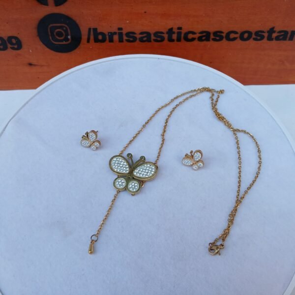 Collar mariposa con aretes