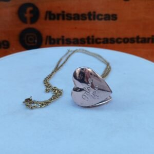 Cadena relicario corazón dorado (medida 20mm x 20 mm), acero inoxidable