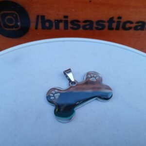 Dije figura de hueso color plateado, acero inoxidable