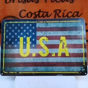 Placa metalica bandera de Estados Unidos de 30cm x 20cm aproximadamente