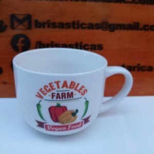 Taza de Ceramica blanca "Granja de Vegetales"
