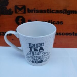 Taza de ceramica "Donde hay Te Hay Conejo" blanca
