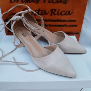Tacones color nude con tiras para mujer Talla 40