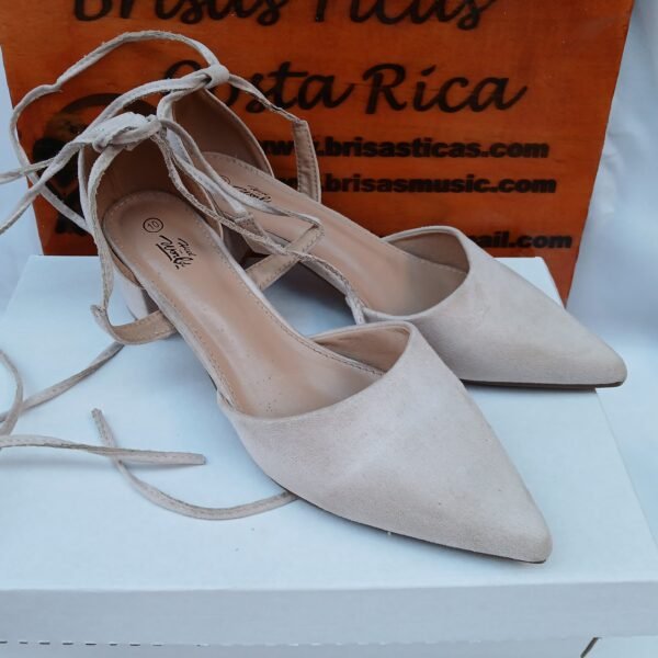 Tacones color nude con tiras para mujer Talla 40