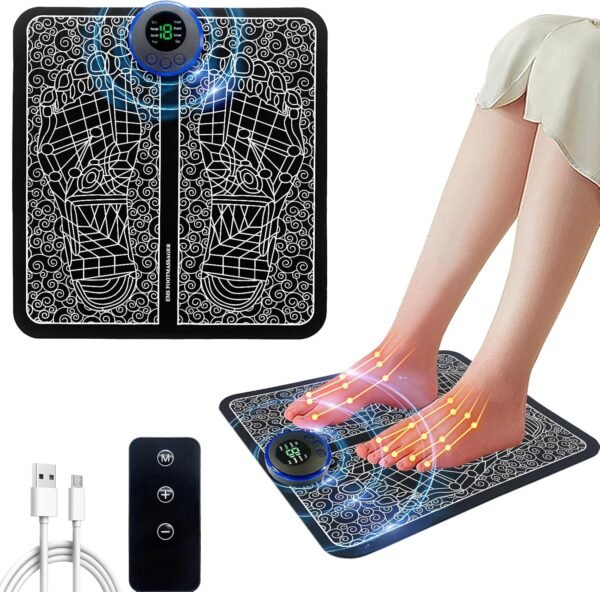Masajeador de Pies Eléctrico, EMS Foot Massager Masajeador de Piernas Portátil con 8 Modos y 19 Engranajesr, Almohadilla Eléctrica para Masaje de Pies para Aliviar el Dolor y la Circulación Sanguínea - Imagen 2