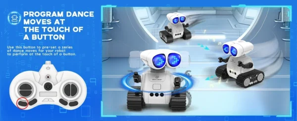 Robot de juguete con control remoto recargable con música, ojos LED, walkie talkie, robot de juguete para niños, robot RC para niños - Imagen 4