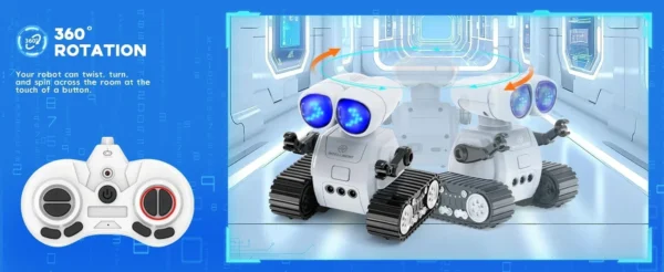 Robot de juguete con control remoto recargable con música, ojos LED, walkie talkie, robot de juguete para niños, robot RC para niños - Imagen 6