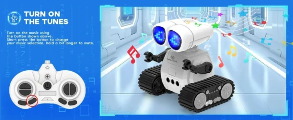 Robot de juguete con control remoto recargable con música, ojos LED, walkie talkie, robot de juguete para niños, robot RC para niños - Imagen 9