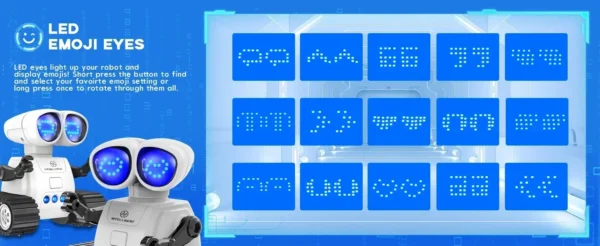 Robot de juguete con control remoto recargable con música, ojos LED, walkie talkie, robot de juguete para niños, robot RC para niños - Imagen 8