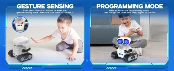 Robot de juguete con control remoto recargable con música, ojos LED, walkie talkie, robot de juguete para niños, robot RC para niños - Imagen 3